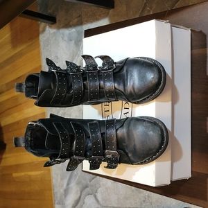 Black Leather Combat Boots